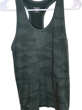 Athleta Women Dark Green Camo Racerback Crop Tank Size Large